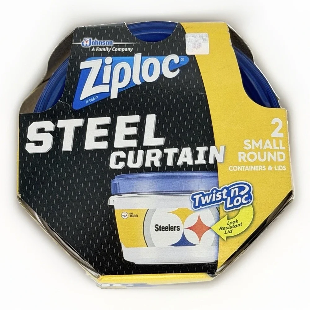 Ziploc Pittsburgh Steelers Twist 'n Loc 2 Cup Food Storage Containers 2 Pack NEW